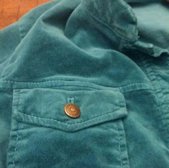 Copper Key Teal Velvet Cropped Jacket - Picture 4 of 12